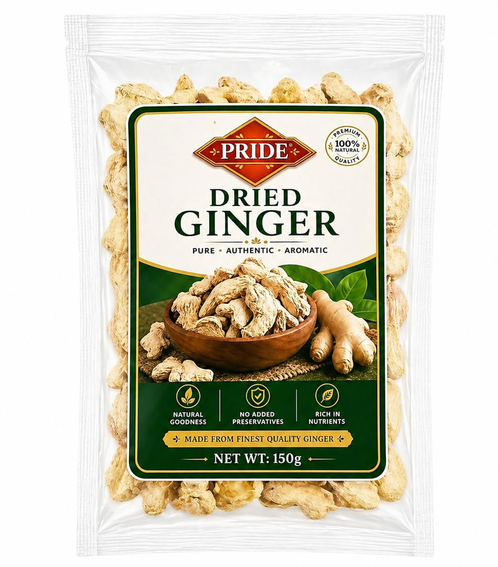 PRIDE Dried Ginger | 100% Natural Sukha Adrak | Premium Quality Dry Ginger Slices | No Preservatives | Strong Aroma | For Tea, Cooking & Herbal Use (150g)