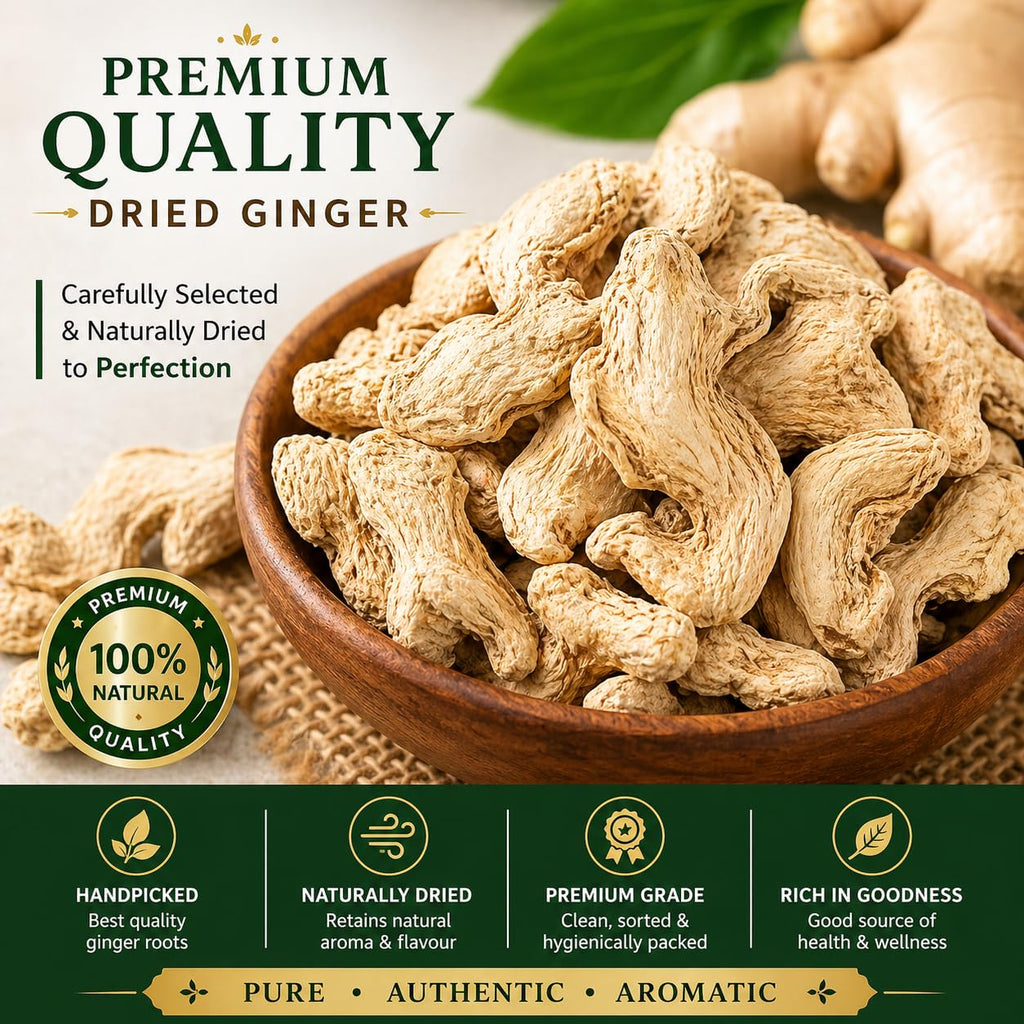 PRIDE Dried Ginger | 100% Natural Sukha Adrak | Premium Quality Dry Ginger Slices | No Preservatives | Strong Aroma | For Tea, Cooking & Herbal Use (200g)