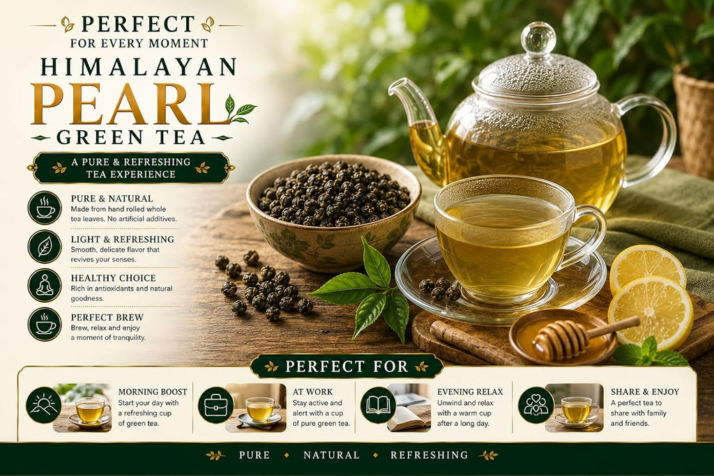 Pride Tea Himalayan Pearl Green Tea | Hand Rolled Loose Leaf Tea (500g)