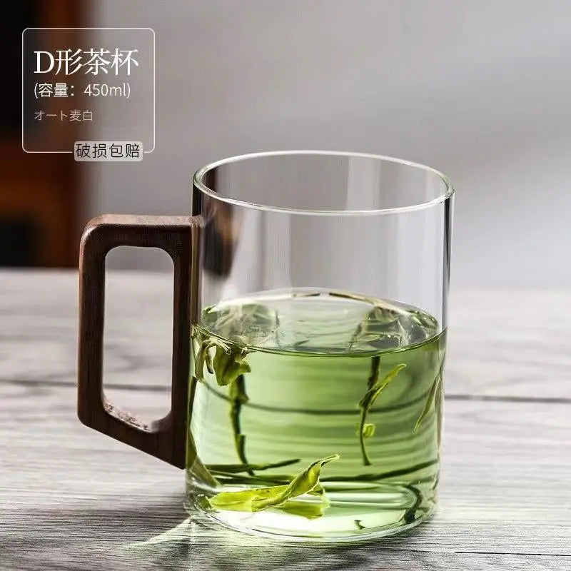 Luxury Glass Tea Mug with Infuser & Wooden Handle 🍵