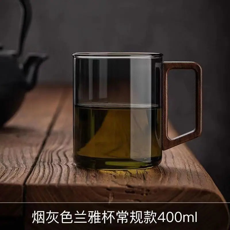 Luxury Glass Tea Mug with Infuser & Wooden Handle 🍵