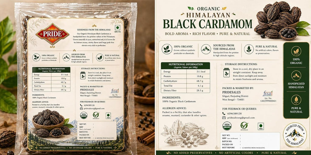 Pride Organic Himalayan Black Cardamom (Badi Elaichi) Whole | Premium Grade Handpicked Spice | Strong Aroma & Rich Flavor | Pure & Natural (100gms)