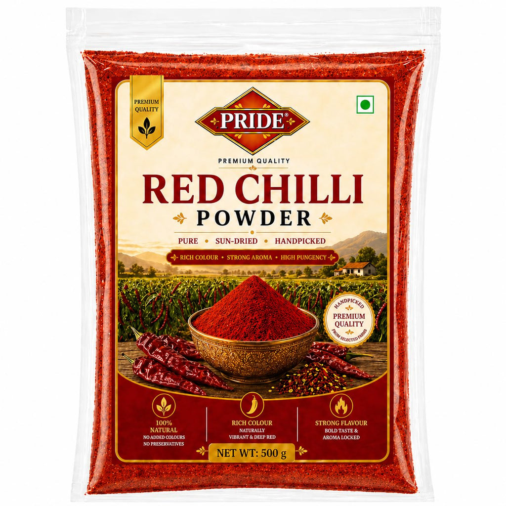 PRIDE Red Chilli Powder | 100% Pure & Natural Lal Mirch Powder | Strong Aroma, Rich Colour, High Pungency | No Added Colour & Preservatives | Premium Quality Spice (500g)