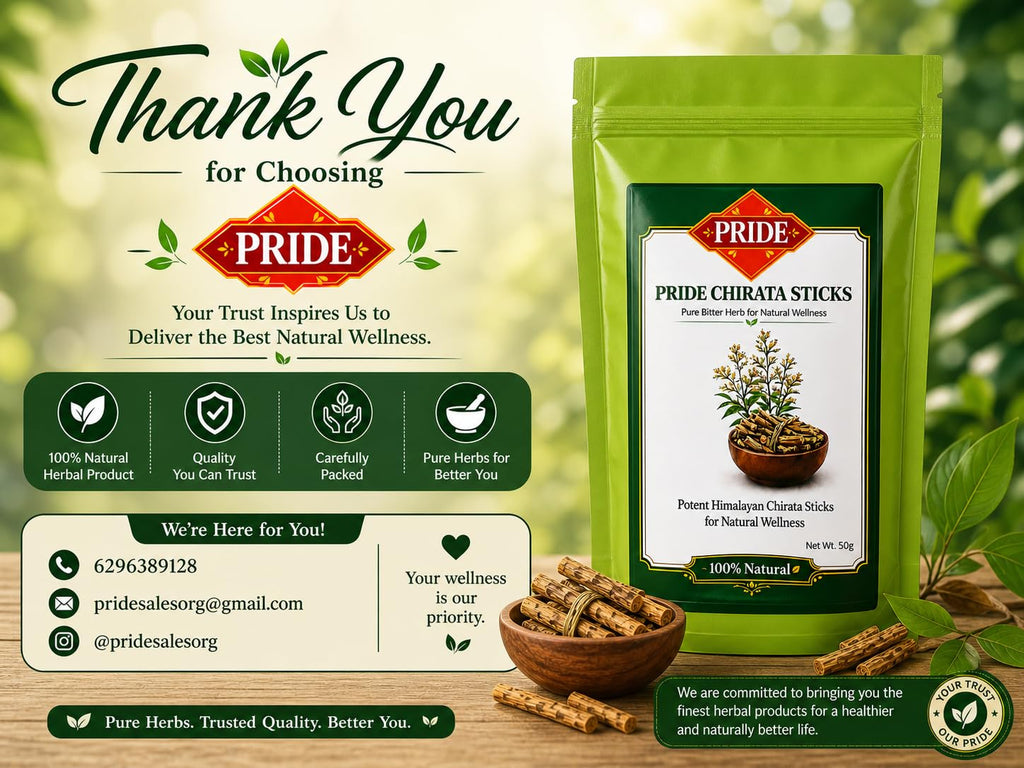 Pride Natural Chirota Sticks (Swertia Chirata) | 100% Pure & Handpicked Bitter Stick | Himalayan Ayurvedic Herb for Liver Care & Detox | Sun-Dried & Chemical-Free | 50g