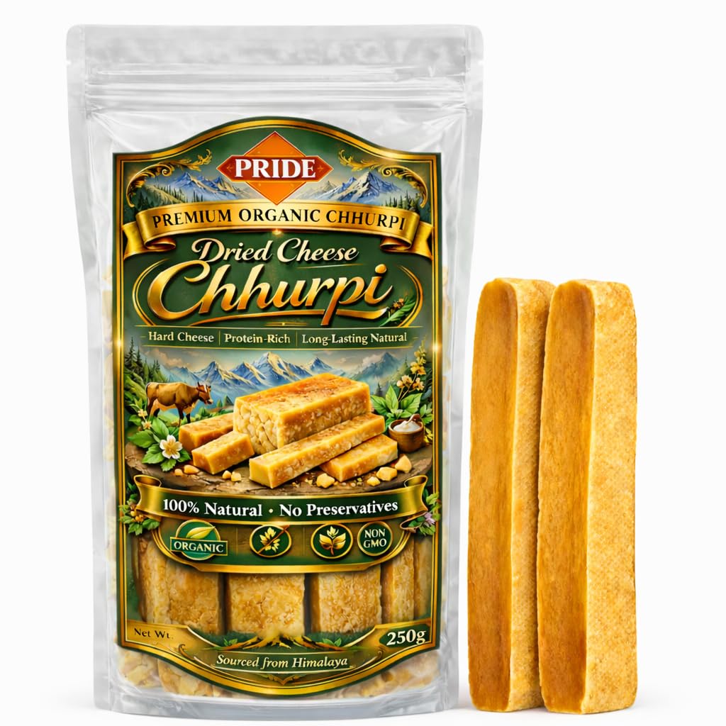 Premium Himalayan Chhurpi – Natural Dried Hard Cheese Snack | High Protein Organic Chhurpi Sticks | Traditional Himalayan Cheese | No Preservatives | 250g (250gm)