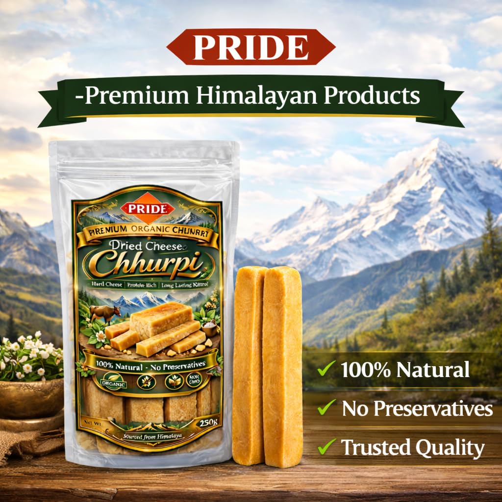Premium Himalayan Chhurpi – Natural Dried Hard Cheese Snack | High Protein Organic Chhurpi Sticks | Traditional Himalayan Cheese | No Preservatives | 250g (250gm)