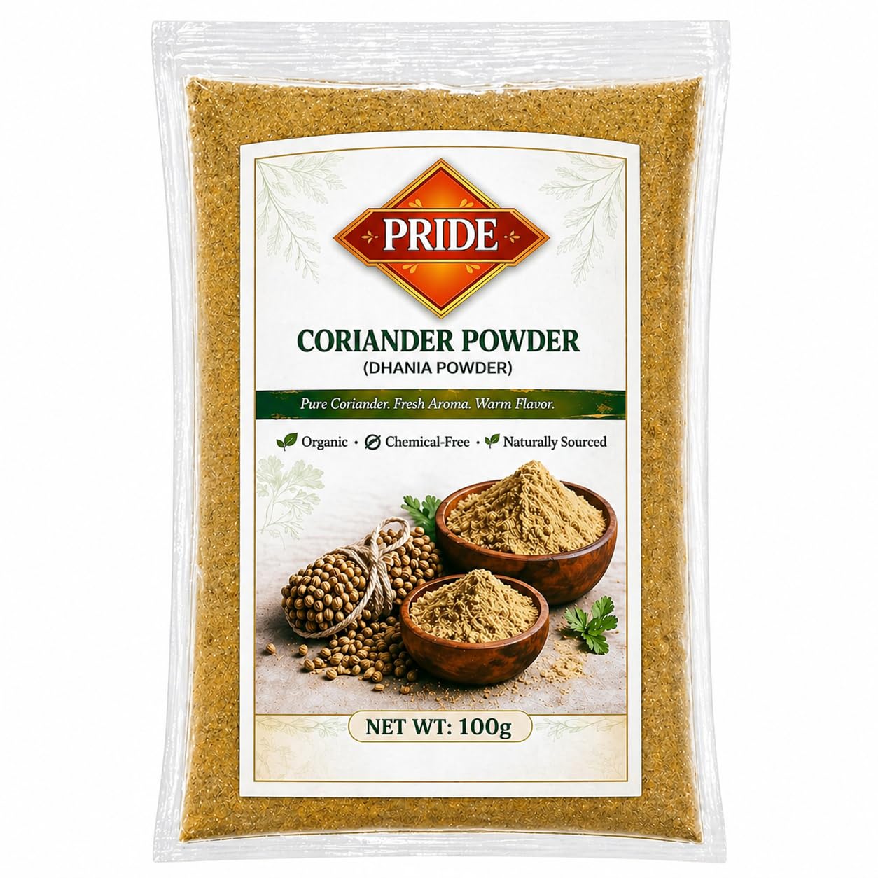 Pride Coriander Powder (Dhaniya Powder) | Pure & Natural | Fresh Aroma | Chemical-Free | Premium Quality Ground Coriander Masala for Cooking (100g)