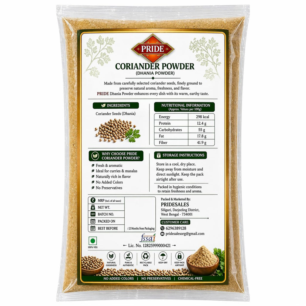 Pride Coriander Powder (Dhaniya Powder) | Pure & Natural | Fresh Aroma | Chemical-Free | Premium Quality Ground Coriander Masala for Cooking (100g)