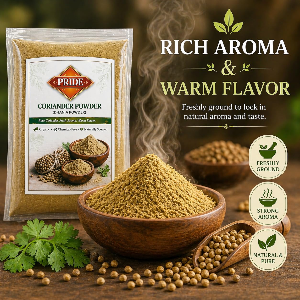Pride Coriander Powder (Dhaniya Powder) | Pure & Natural | Fresh Aroma | Chemical-Free | Premium Quality Ground Coriander Masala for Cooking (150g)
