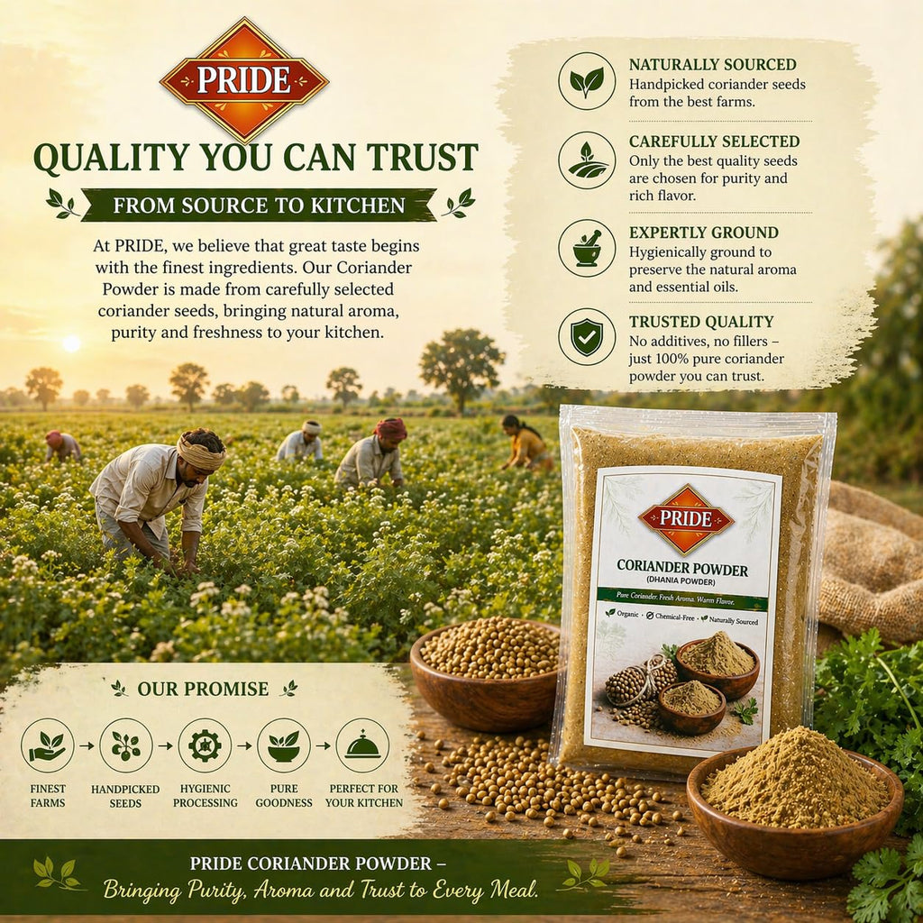 Pride Coriander Powder (Dhaniya Powder) | Pure & Natural | Fresh Aroma | Chemical-Free | Premium Quality Ground Coriander Masala for Cooking (250g)