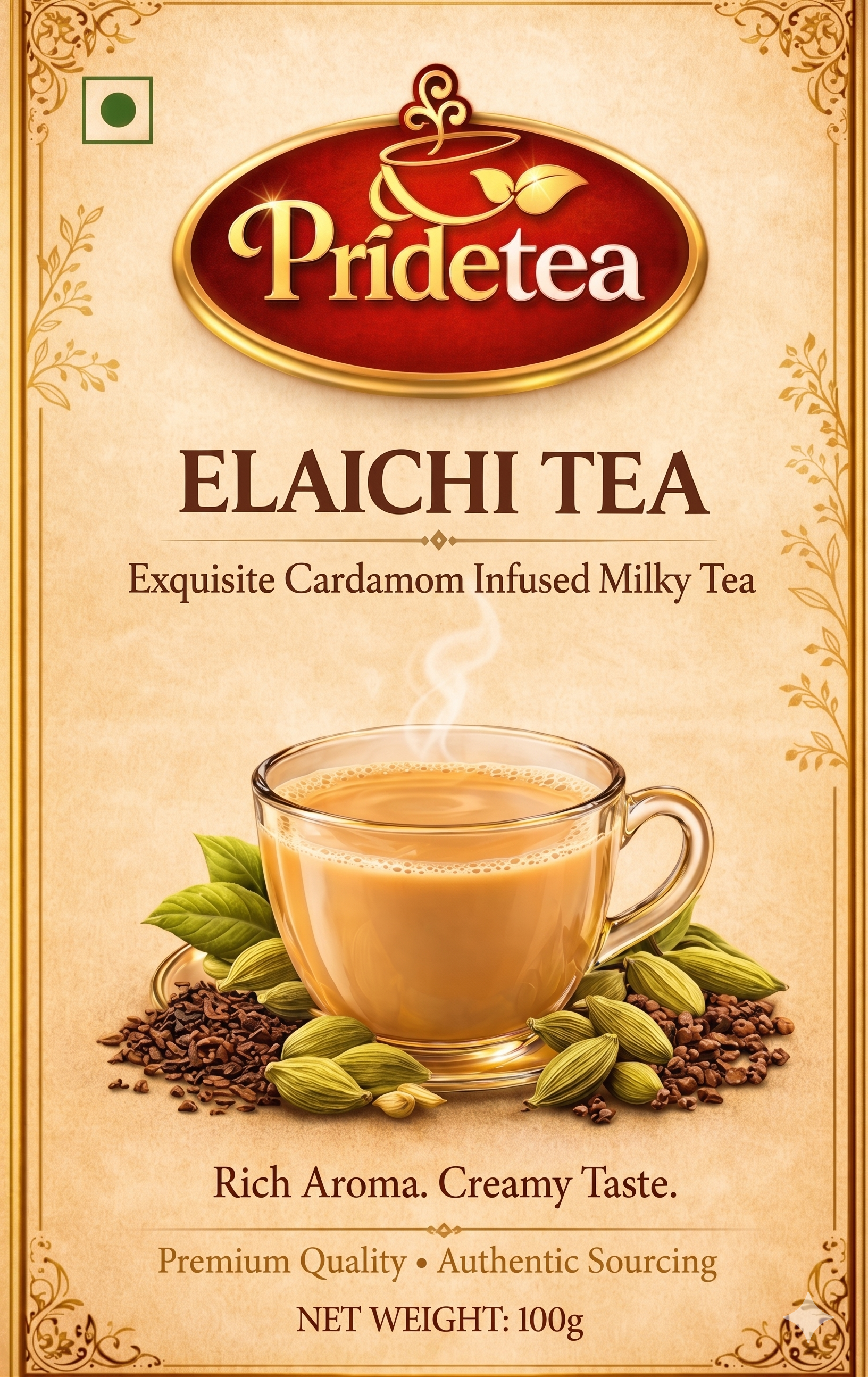 Premium Elaichi Tea | Strong Kadak Chai Patti | Rich Taste & Strong Aroma | Perfect for Milk Tea | Smooth & Refreshing Daily Chai | High Quality Granules for Home, Office & Stall Use (100gms)