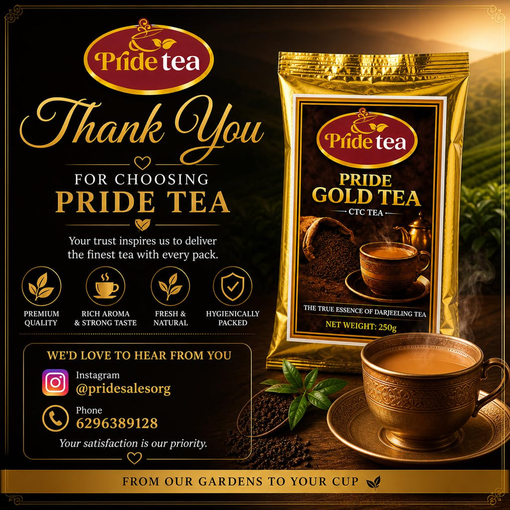 Pride Tea Gold CTC Tea – Strong, Aromatic, and Flavorful Darjeeling Blend – Ideal for Daily Chai with Rich Taste and Aroma – Gold CTC Granules Packed Fresh(250gm)