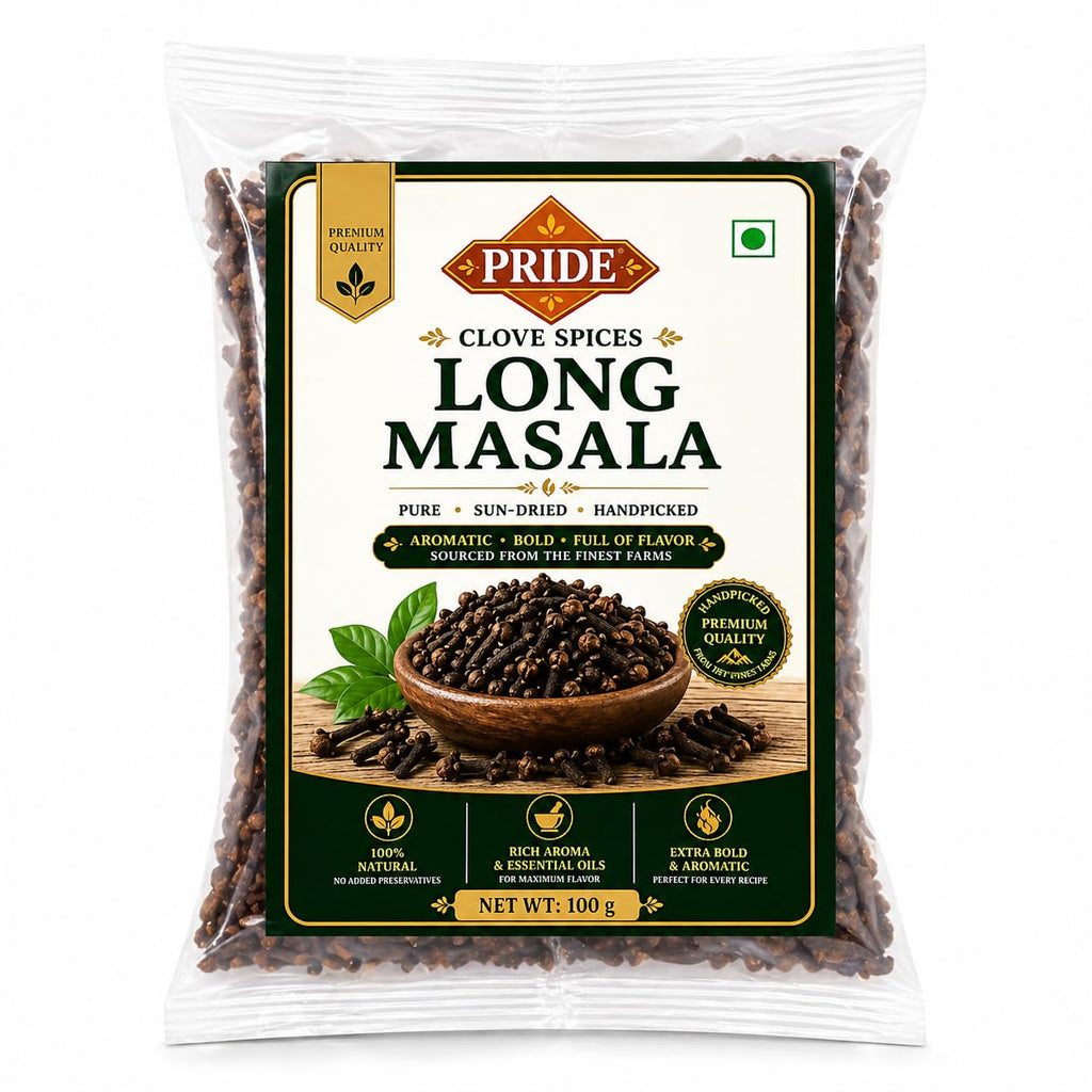Pride Clove (Laung) Whole Spice | Premium Handpicked Long Masala | Strong Aroma & Essential Oils | 100% Natural, Sun-Dried Cloves for Cooking & Tea (100g)