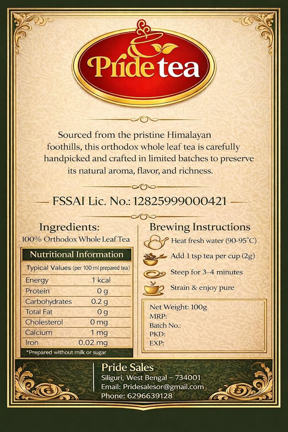 Pride Premium Orthdox Tea 250g