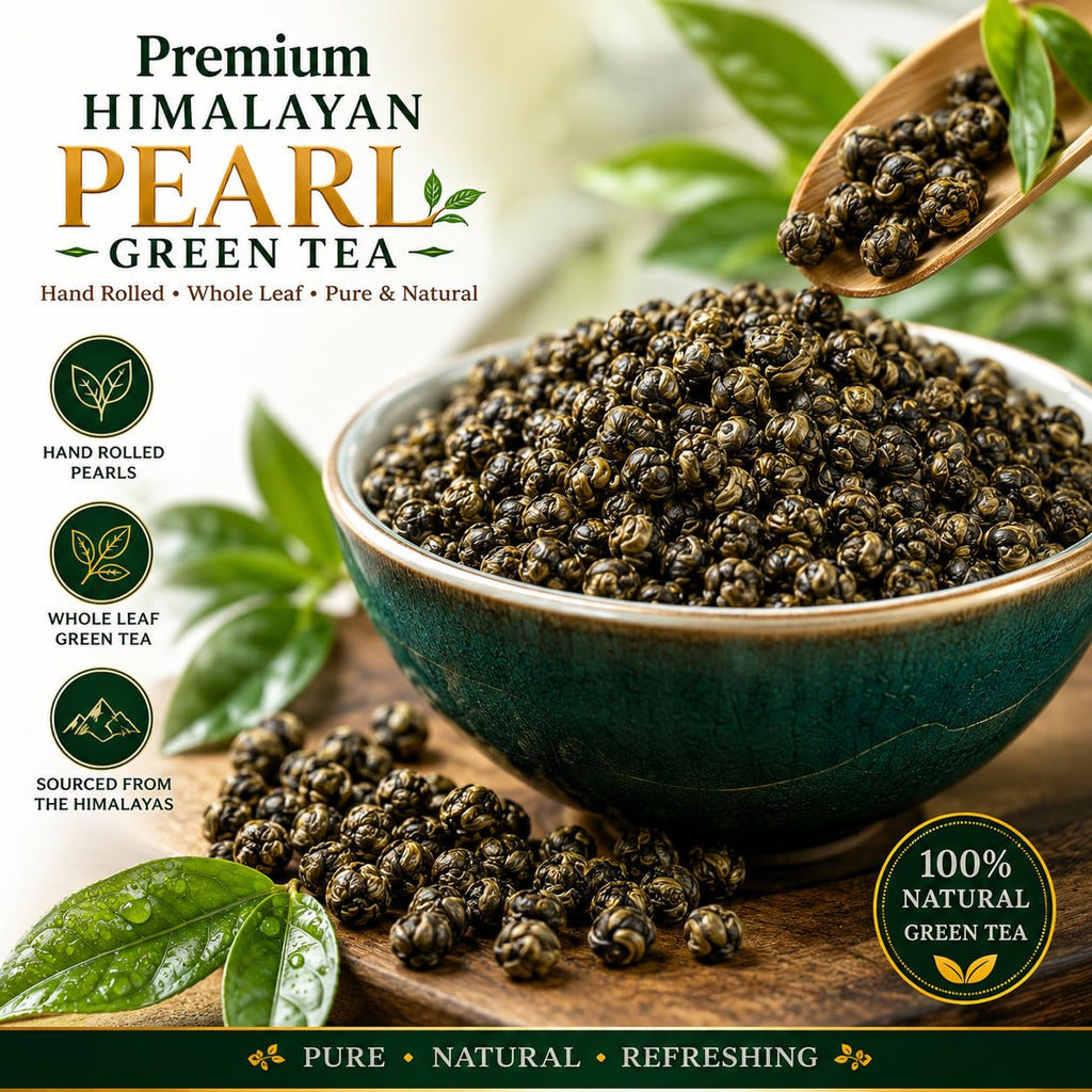 Pride Tea Himalayan Pearl Green Tea | Hand Rolled Loose Leaf Tea (250g)